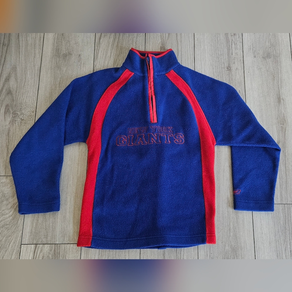 NFL Reebok New York Giants Blue Fleece Pullover Sweater Youth Medium 10/12